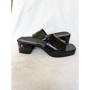 Gucci Rubber Logo Platform 20/60mm Slide Sandals 624730- Black - 9.5 US / 40